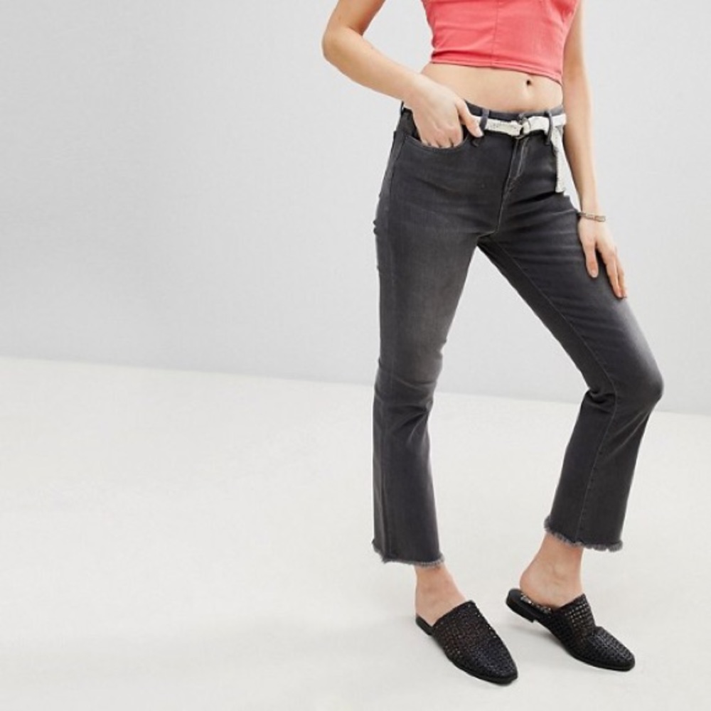 Free people frayed straight crop